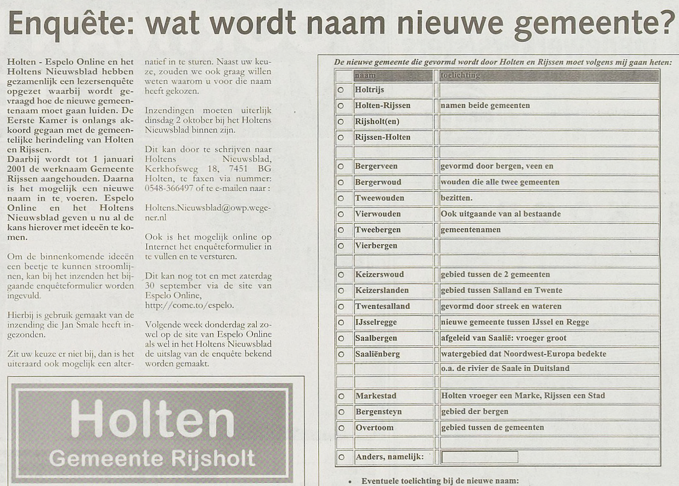 Holtens Nieuwsblad, 28 september 2000