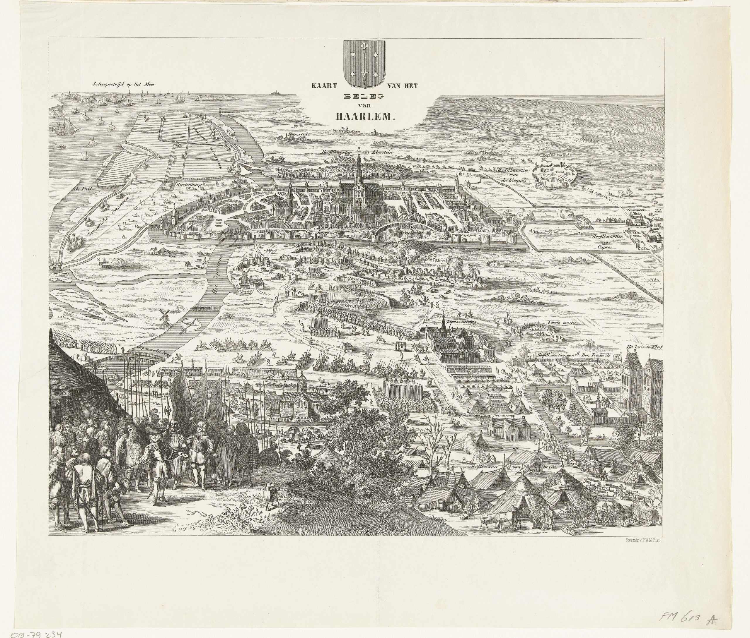 Beleg van Haarlem, 1572, rechtsonder het Huis ter Kleef